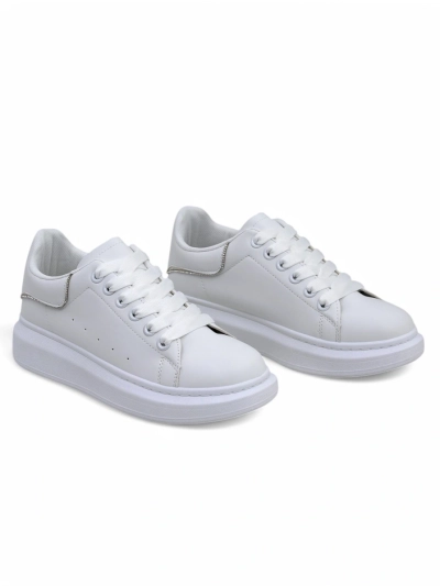 Athena White Eco-Leather Sport Sneakers