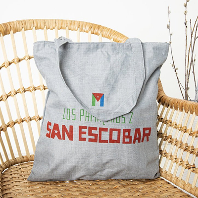 Light gray women's shoulder bag with inscriptions - Accessories