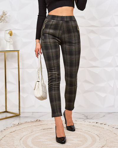 Royalfashion Women's insulated plaid teggings pants