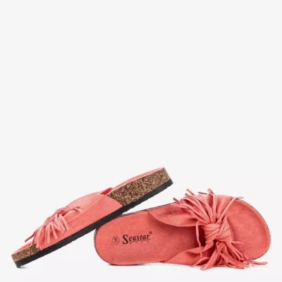 OUTLET Women's coral slippers with Amassa fringes - Footwear