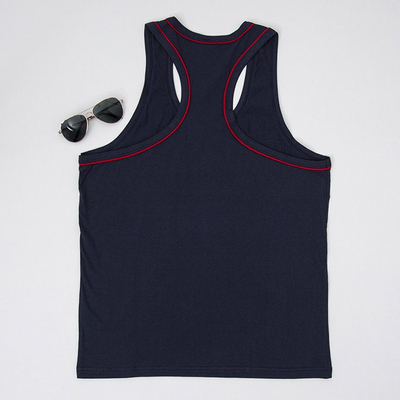 Cotton navy blue men's sleeveless shirt - Clothing