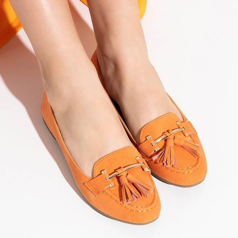 Orange women's moccasins with tassels Cilive - Footwear