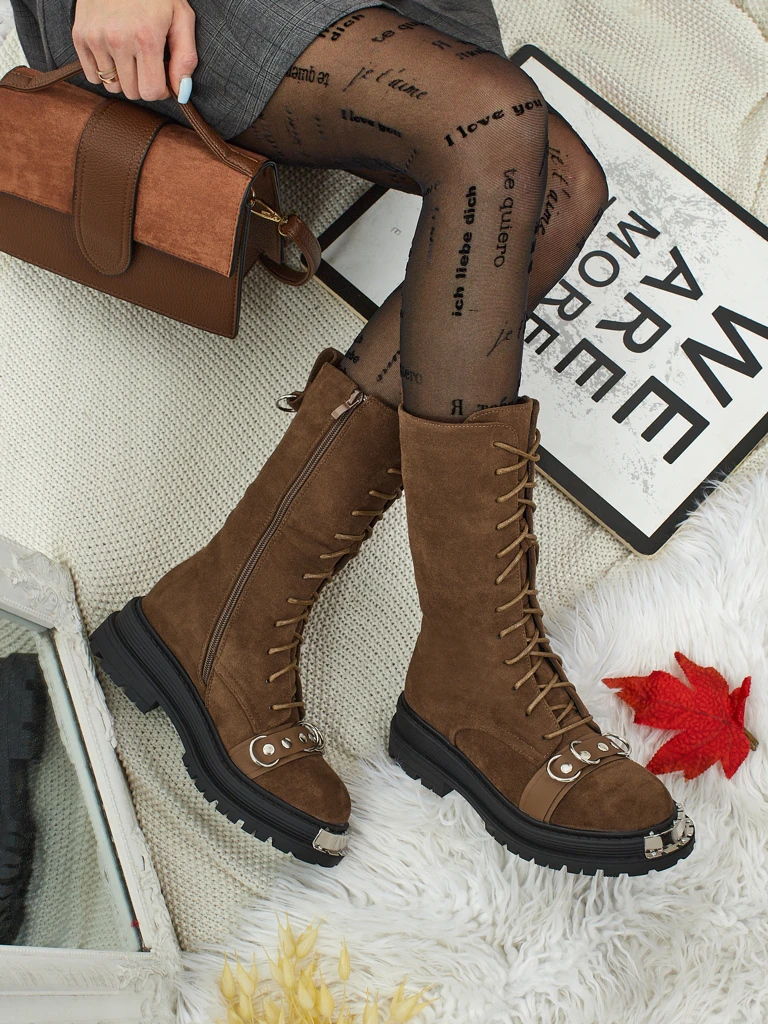 Royalfashion Botki damskie sznurowane Werces