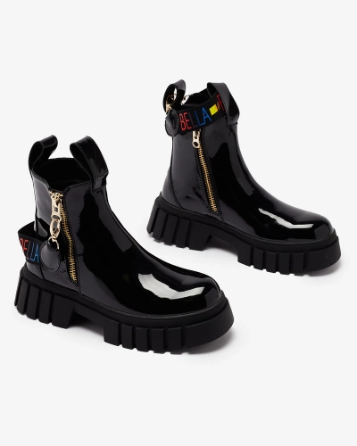 Royalfashion Женские черные ботинки из лакированной кожи Ceriop