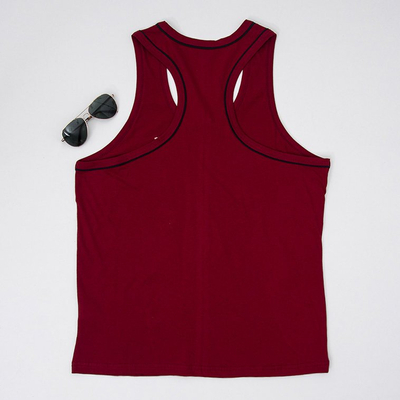 Men's cotton maroon sleeveless t-shirt - Clothing