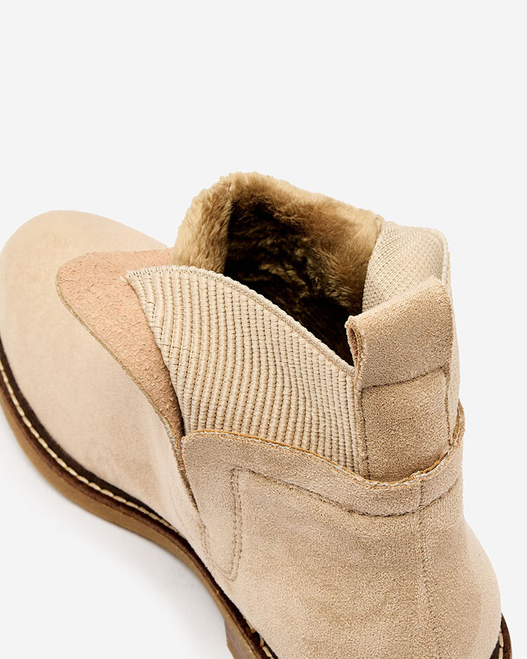 Royalfashion Beige women's eco-suede Veysi boots a'la sable heels