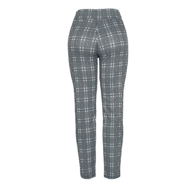 Gray checkered fabric trousers - Pants 1