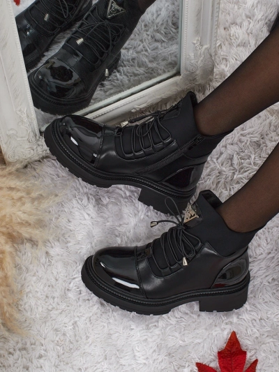 Eco-leather laced women's ankle boots Elisse