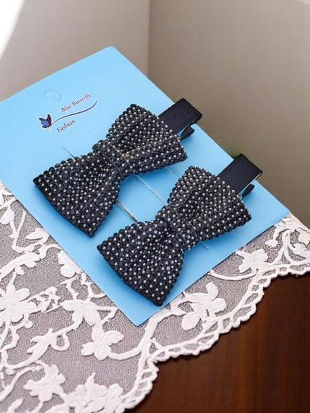 Royalfashion Set of 2 hair clips with bows and rhinestones Isadora