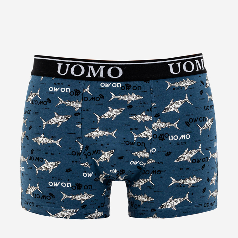 Men's dark blue boxer shorts with print - Underwear