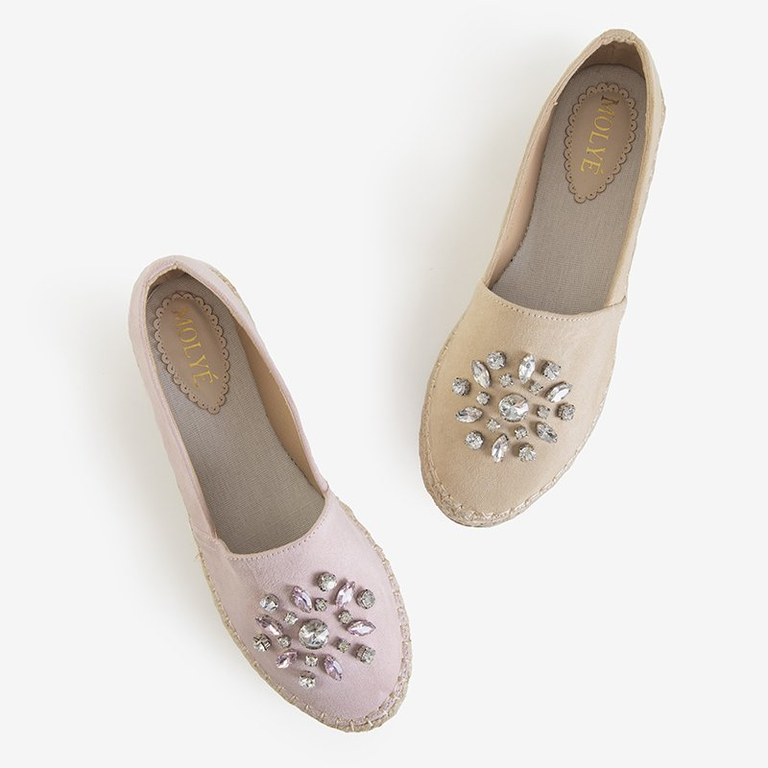 Light pink women's espadrilles with Lucila decorations - Footwear