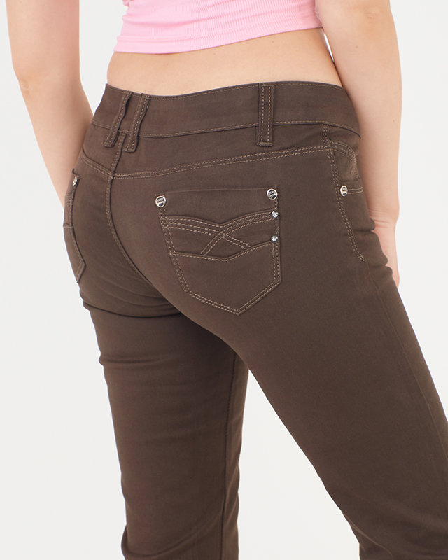 Brūnas sieviešu džinsa bikses ar zemu piegriezumu - Apģērbi