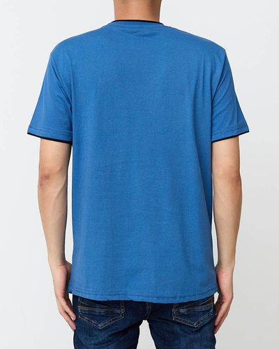 Men's Dark Blue Cotton T-Shirt - Clothing