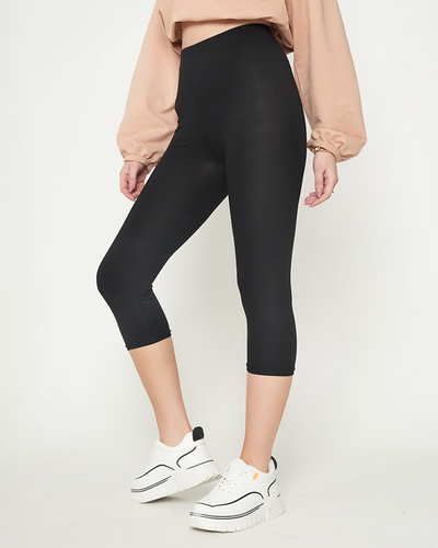Women's 3/4 Black Leggings - Clothing