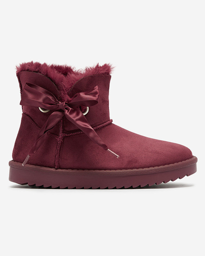 OUTLET Bordo krāsas sieviešu sniega zābaki ar loku Rimms- Footwear