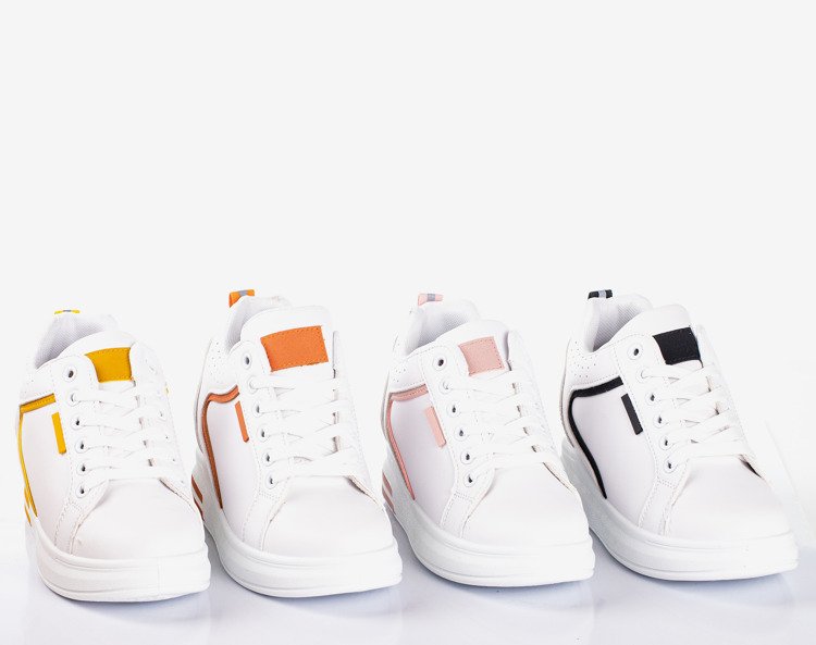 White and yellow women's sneakers with an indoor wedge heel Marcja - Footwear