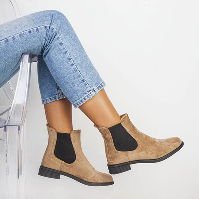 Beżowe botki eko-zamszowe Abelia - Obuwie