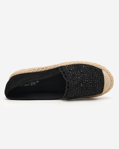 Black women's espadrilles with cubic zirconias Pashea - Footwear