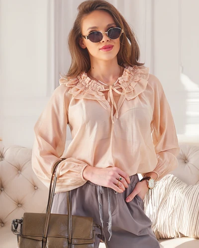 Royalfashion Transparent women's shirt with decorative collar