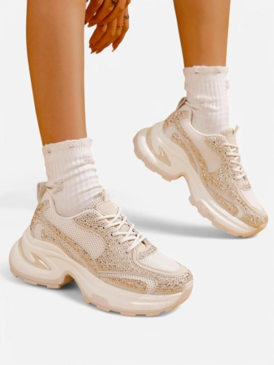 Royalfashion Women's Sports Sneakers with Rhinestones Bloss