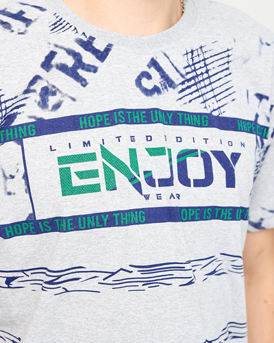 Men's gray t-shirt with the word ENJOY- Clothes