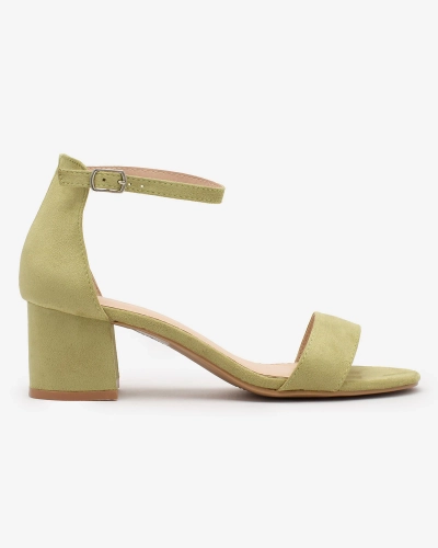 Royalfashion Zaļās sieviešu sandales ar zemu stiletto Mesteri