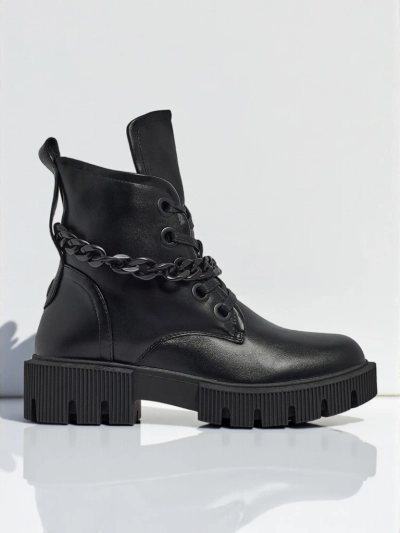 Eko skórzane sznurowane botki damskie Anviq