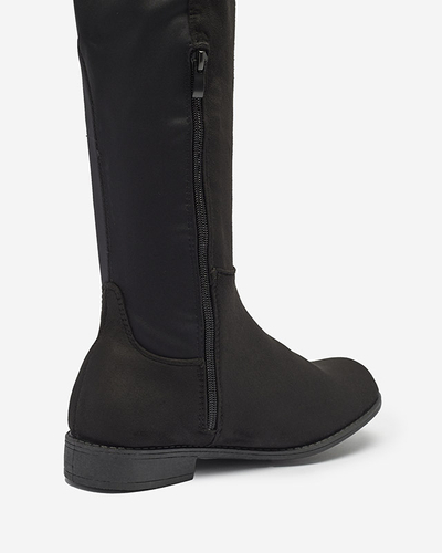 Women's black eco suede over-the-knee boots Doggu- Footwear