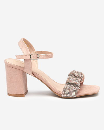 Pink women's sandals on a post with cubic zirconias Trieste - Footwear