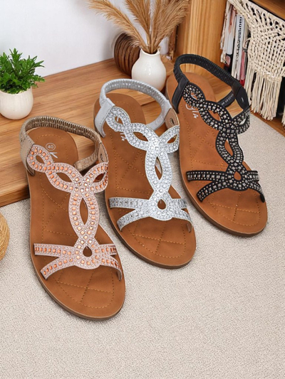 Ava Shine Women's Sandals with Decorative Straps