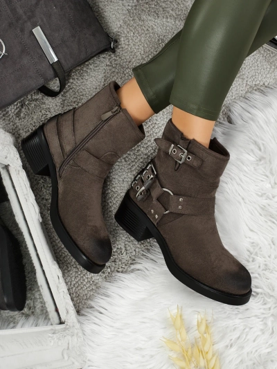 Valtos Women's Eco-Suede Ankle Boots with Buckles