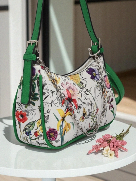 Royalfashion Small women's handbag made of eco-leather with floral pattern Lily Bloom