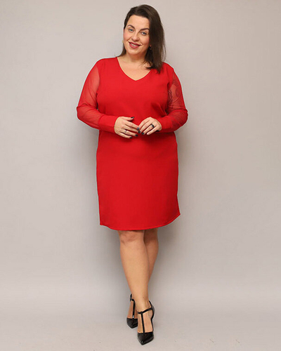 Блестящее платье длиной до колена зеленого цвета PLUS SIZE- Одежда