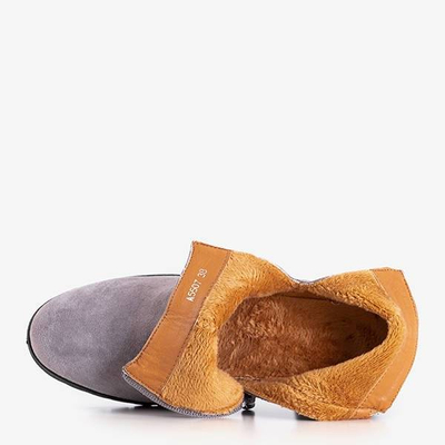 OUTLET Light gray insulated women's boots on the Ryoko post - Footwear