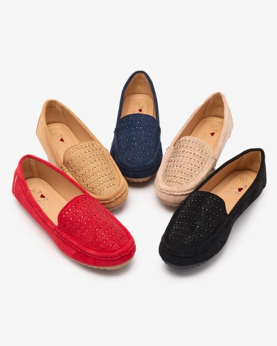 Black women's moccasins with zircons Bretika - Footwear