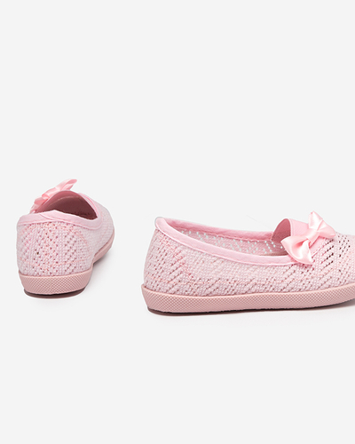 OUTLET Light pink girls' openwork sneakers with Apllo bow - Footwear