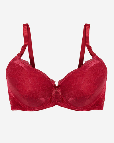 Burgundy bra with decorative lace - Underwear