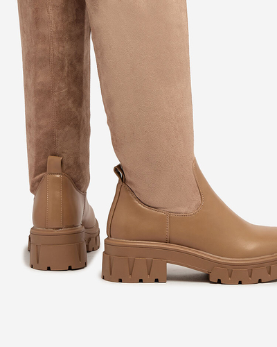 Royalfashion Light brown women's slip-on over-the-knee boots Retamon