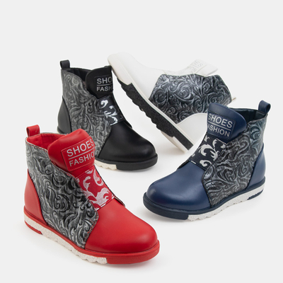 Black girls boots with an oriental pattern Gasly - Footwear