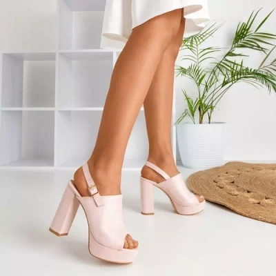 OUTLET Светло-розовые босоножки из эко-замши на высокой стойке Tripsi-Shoes