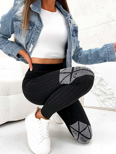 Royalfashion Women's leggings with zircons