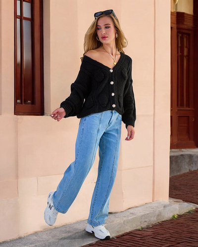 Royalfashion Women's knitted sweater with buttons