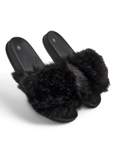 Women's maroon slippers with fur Nonna- Shoes