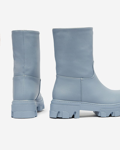 Blue women's slip-on boots with Mekira insulation - Footwear