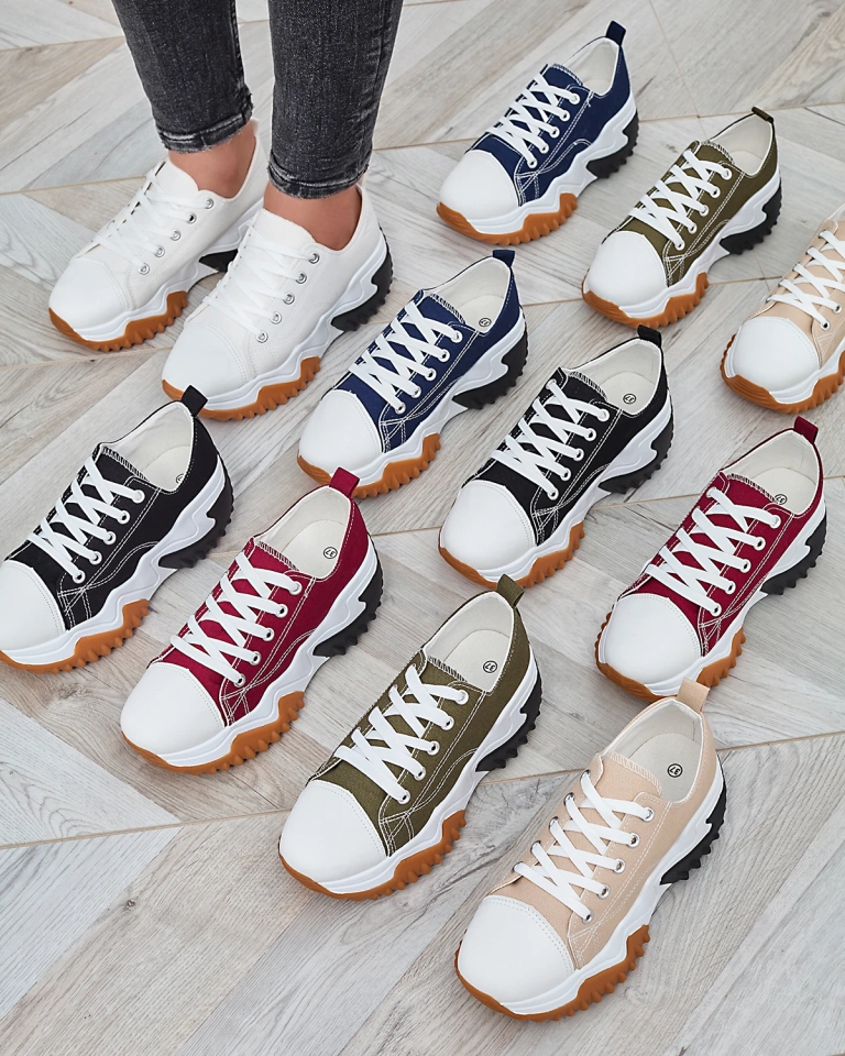 Sieviešu bordo krāsas sporta apavi uz platformas Nacarry - Apavi