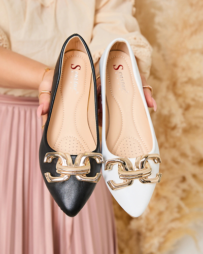 Royalfashion Black women's pointed-toe ballerinas with embellishment on the nose Figgda