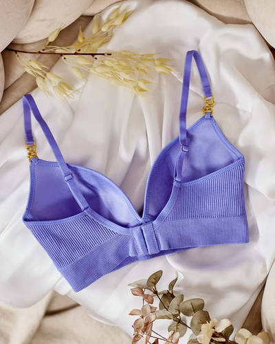 Royalfashion Women's ribbed bra with decorative straps