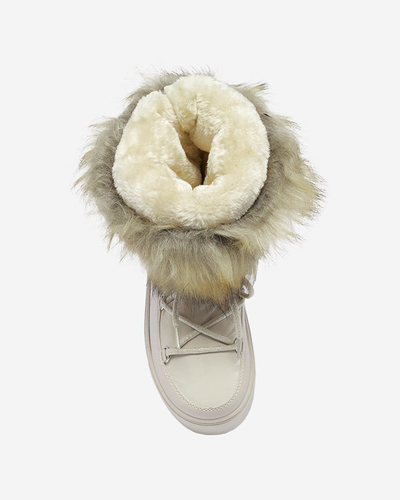 Бежевые женские сапоги-слипы с мехом Lilitsa- Footwear