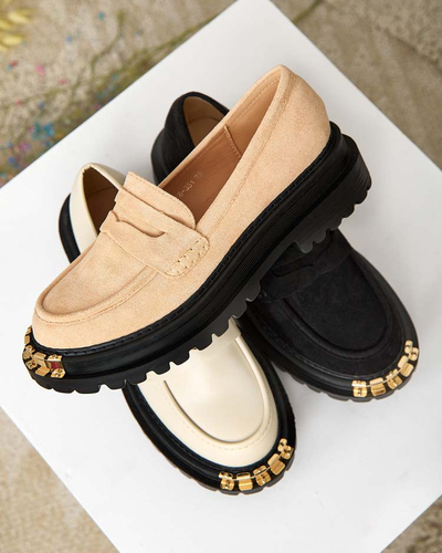 Aurelia Beige Women's Platform Loafers 5cm - Stylish and Comfortable