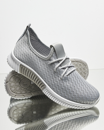 Grey women's fabric sports shoes Vobbu- Footwear